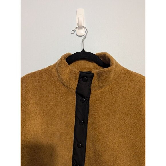 J Crew Quilted Sherpa Womens Med Half Zip Button Brown Color Block Fleece - Picture 6 of 10